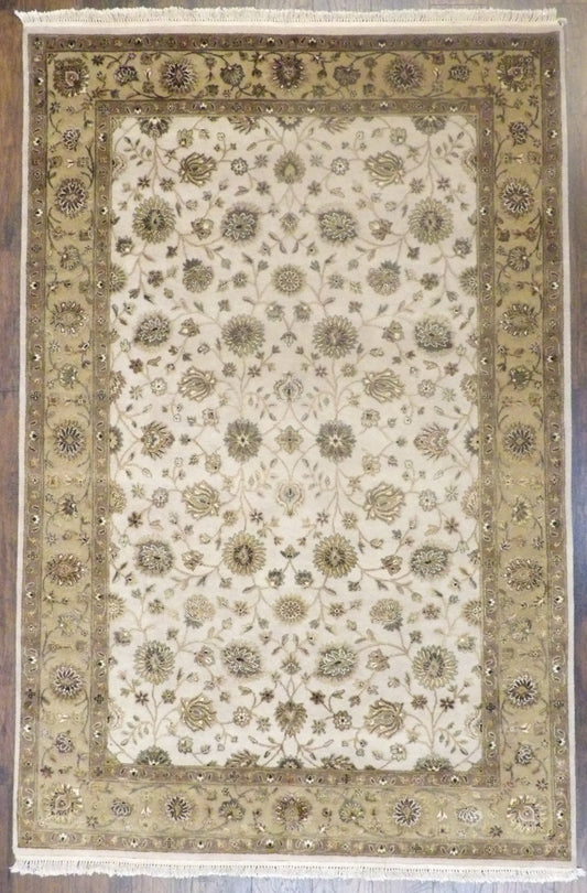 Fine Transitional Jaipur Floral Design 6'0"x9'0" Hand-knotted Rug -W901