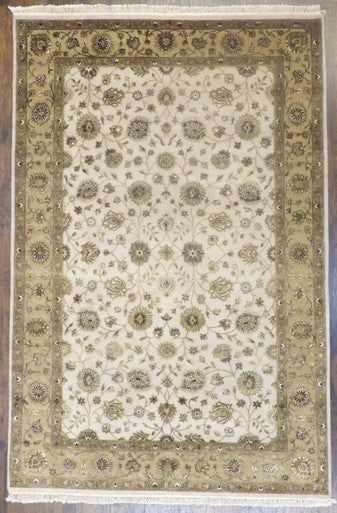 Fine Transitional Jaipur Floral Design 6'0"x9'0" Hand-knotted Rug -W901