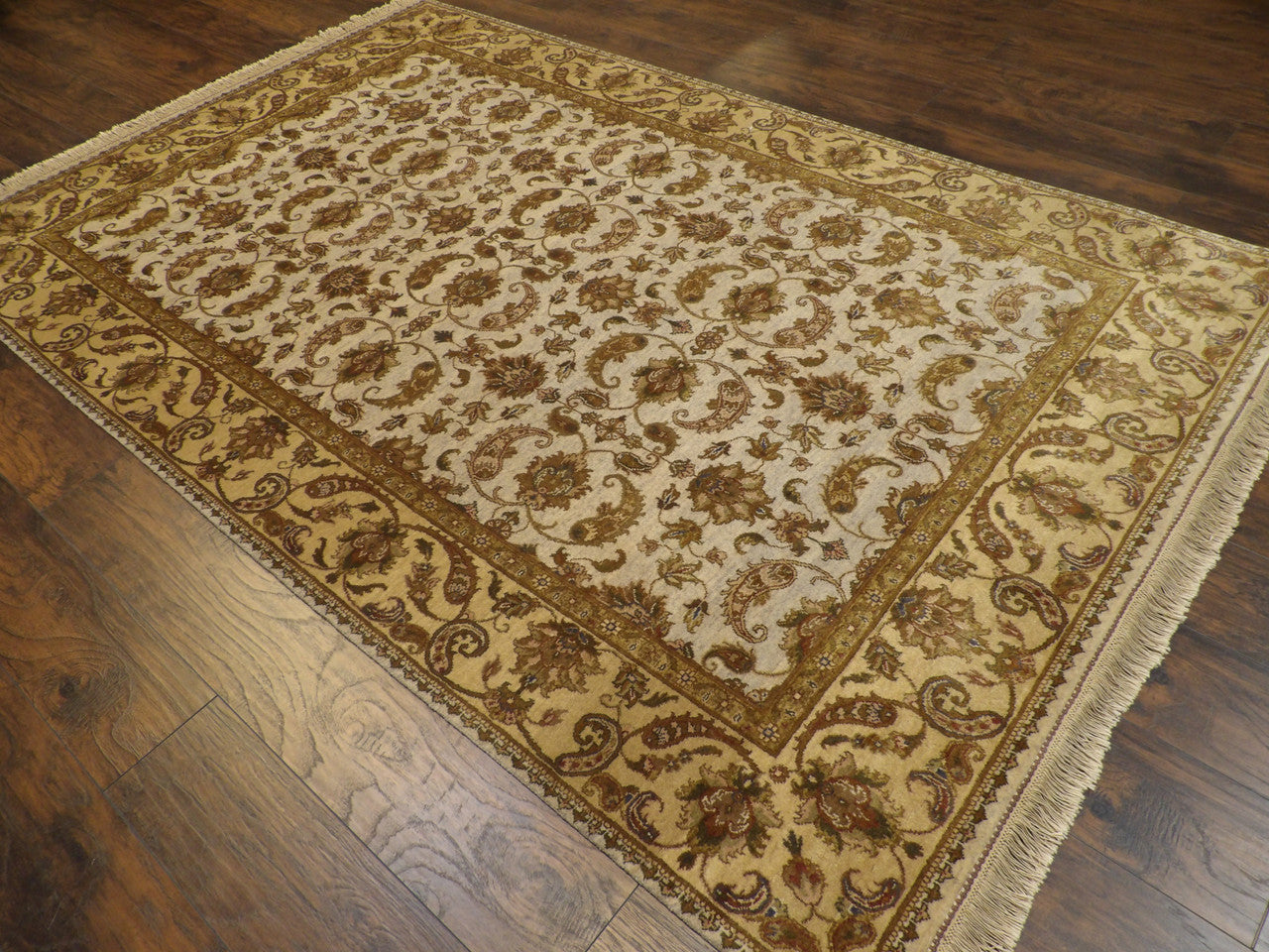 Gold 6'0" x 9'0" Fine Ziegler Tie Dye Hand knotted Wool Rug - Sku: W904