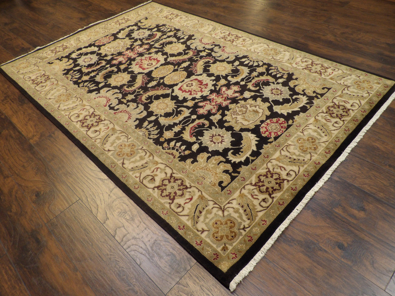 Beige 6'0" x 9'0" Fine Persian Kashan Hand knotted Wool Rug - Sku: W914