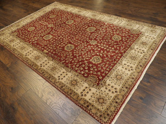 Agra Chobie Antique Wash 6'0" x 9'0" Hand knotted Wool Rug -w916
