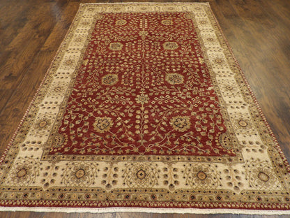 Agra Chobie Antique Wash 6'0" x 9'0" Hand knotted Wool Rug -w916