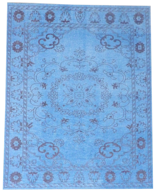 Oushak Tribal Overdye 8'0" x 9'11" Hand-knotted Rug - w974