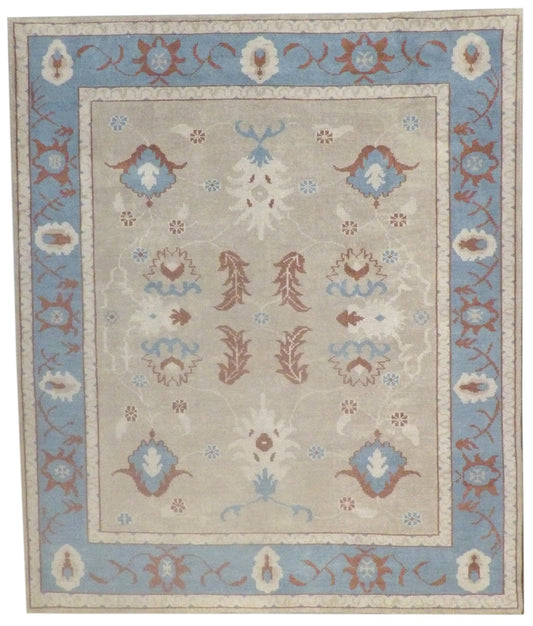 Oushak Tribal Overdye Ziegler Silver Wash 8'0"x10'0" Hand-knotted Rug -w977