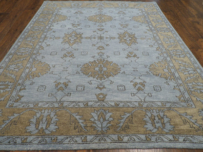 Oushak Tribal Overdye Ziegler Silver Wash 8'0"x10'0" Hand-knotted Rug -w979
