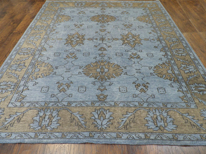 Oushak Tribal Overdye Ziegler Silver Wash 8'0"x10'0" Hand-knotted Rug -w979