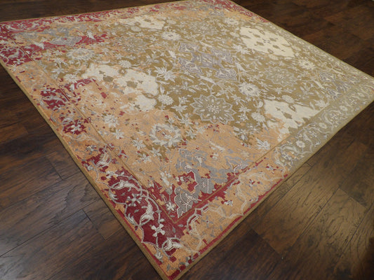 Vintage Erase Design Low Pile Antique Wash 8' x 10' Hand-knotted Rug - w982