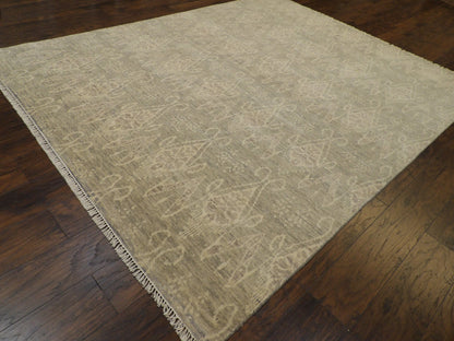 Oushak Ikat Design Silver Wash 8'0"x10'0" Hand-knotted Rug -w984