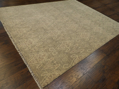 Oushak Ikat Design Silver Wash 8'0"x10'0" Hand-knotted Rug -w984