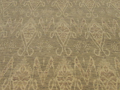 Oushak Ikat Design Silver Wash 8'0"x10'0" Hand-knotted Rug -w984