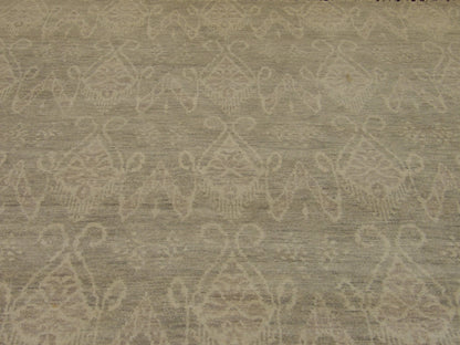 Oushak Ikat Design Silver Wash 8'0"x10'0" Hand-knotted Rug -w984