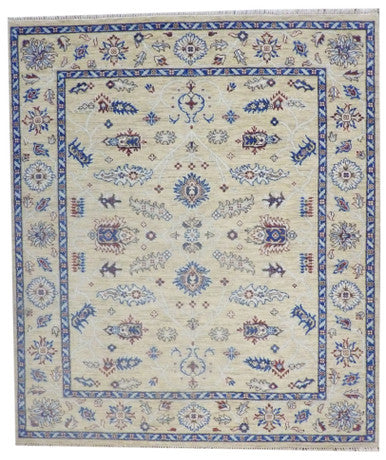 Oushak Khorjin Design Silver Wash 8'0"x10'0" Hand-knotted Rug -w988