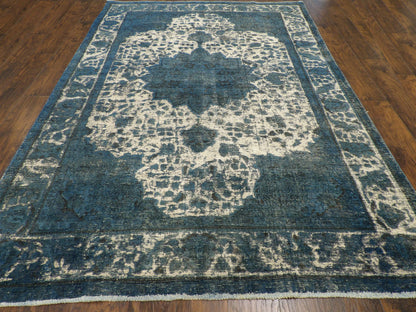 Overdye Vintage Persian Rug Shaved White Wash 8'0"x10'0" Hand-knotted Rug -w990