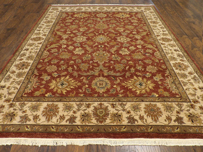 Agra Chobie Hand knotted Wool Rug 8'0" x 10'0" - w995