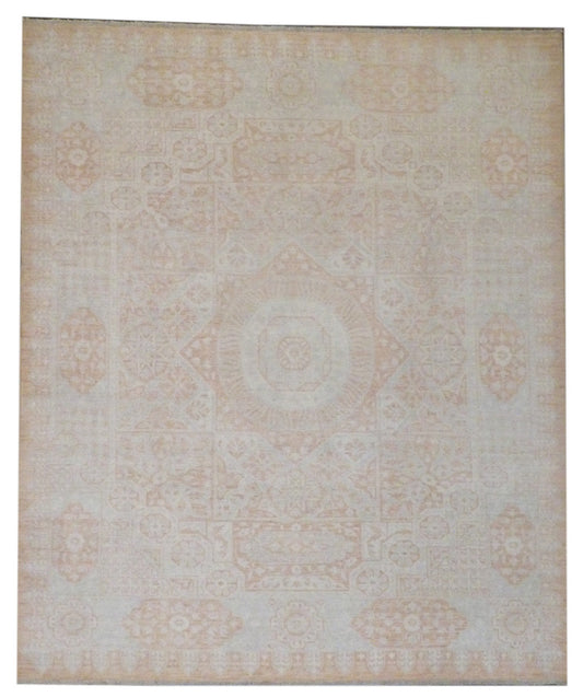 Oushak Mamluk White Wash 8'0"x10'0" Hand-knotted Rug -w998